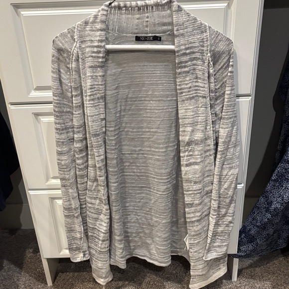 Gray Striped Open Cardigan - Picture 3 of 4